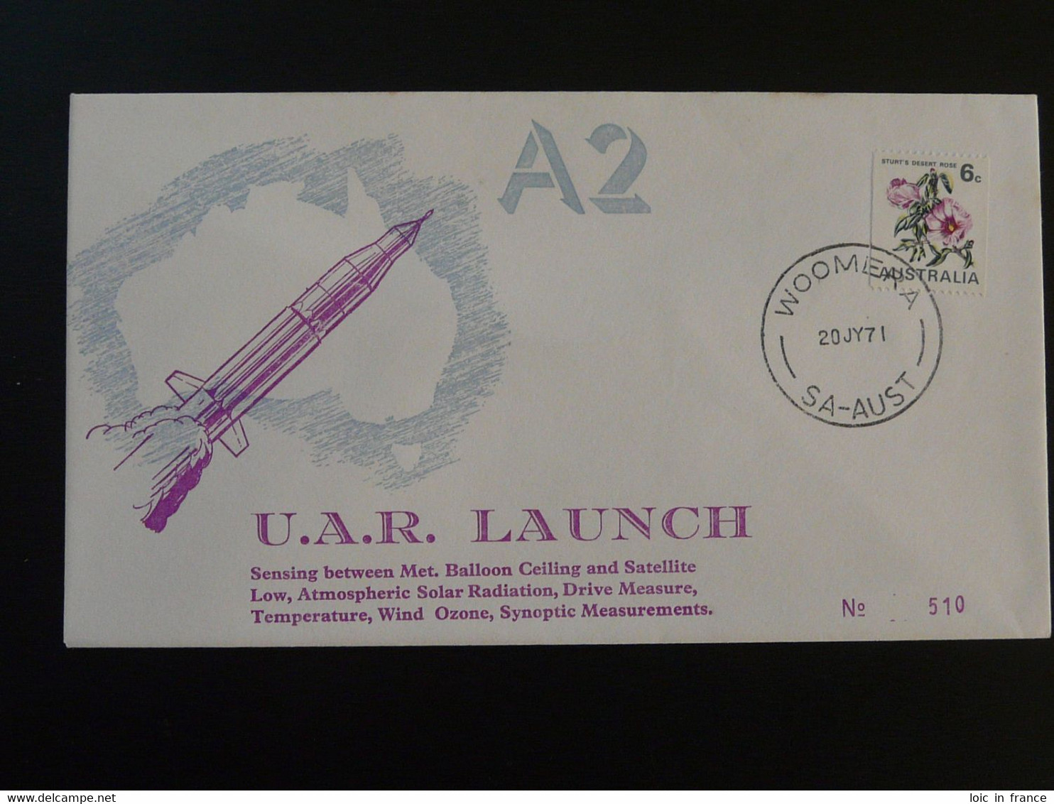 Lettre Espace Space Launch Of Rocket A2 Solar Radiation Cover 1971 Woomera Australia 94155 - Ozeanien