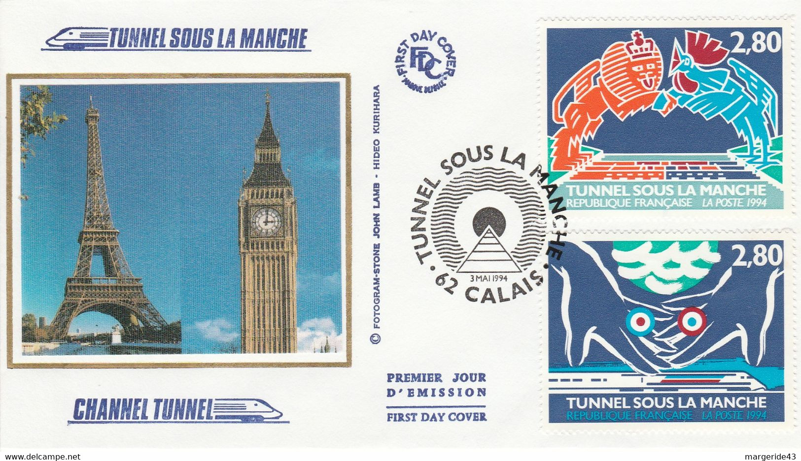 FDC 1994 TUNNEL SOUS LA MANCHE - CALAIS - 1990-1999