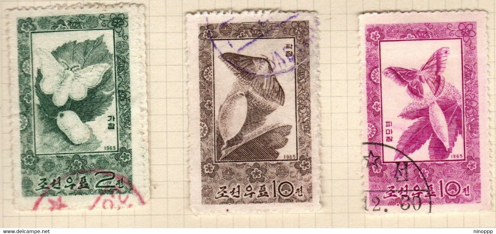 North Korea  Scott 639-41  1965 Local Silk Farming,used - Korea, North