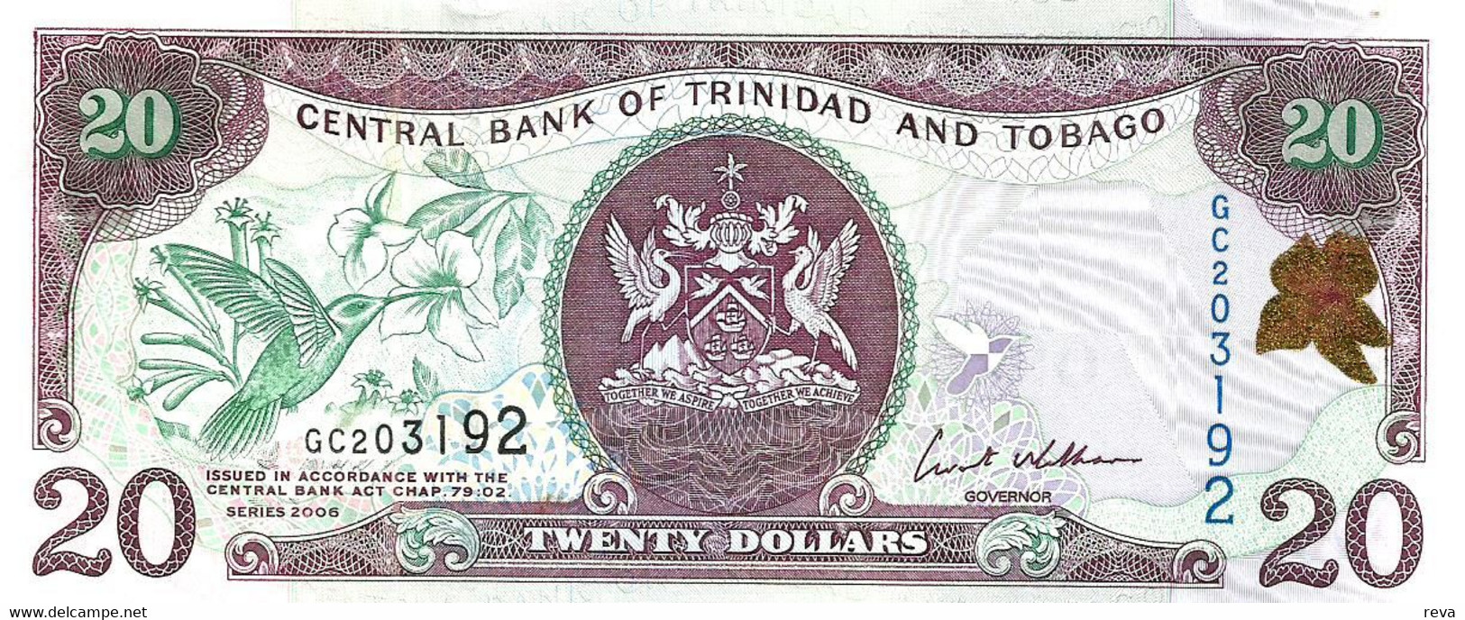 TRINIDAD AND TOBAGO $20 BLACK BIRD FRONT & BUILDING BACK DATED 2006 UNC P.? READ DESCRIPTION CAREFULLY !!! - Trindad & Tobago