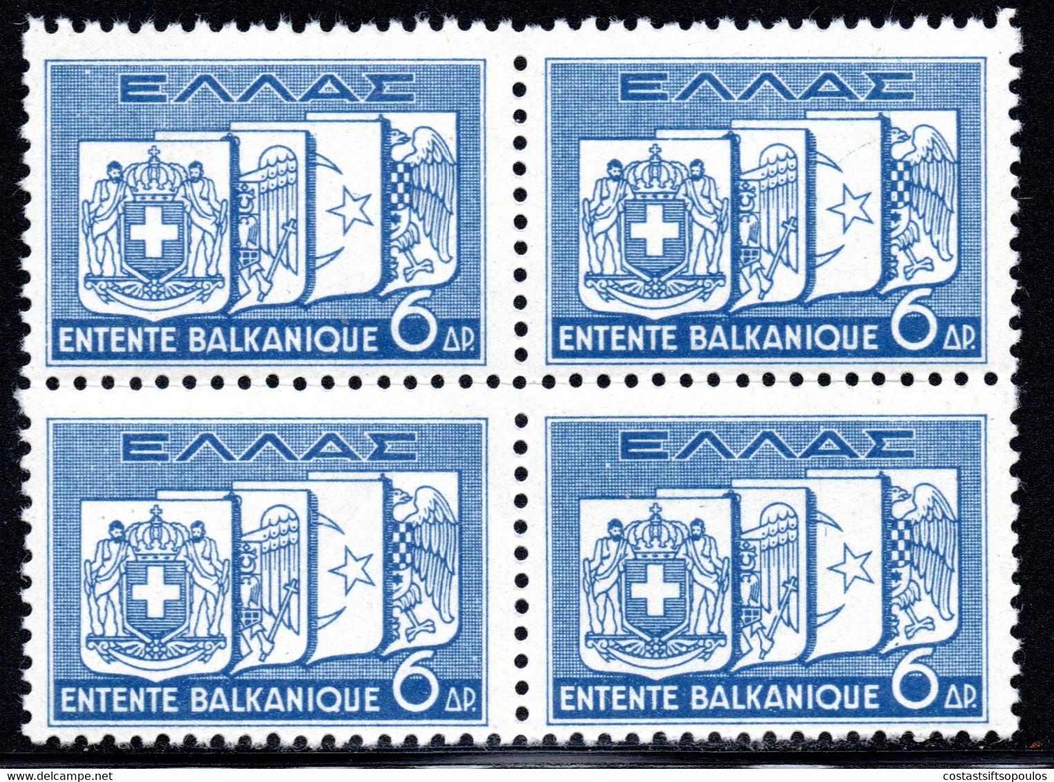 480.GREECE.1938 BALKAN ENTENTE,HELLAS 557,SC. 412 MNH BLOCK OF 4 - Nuovi