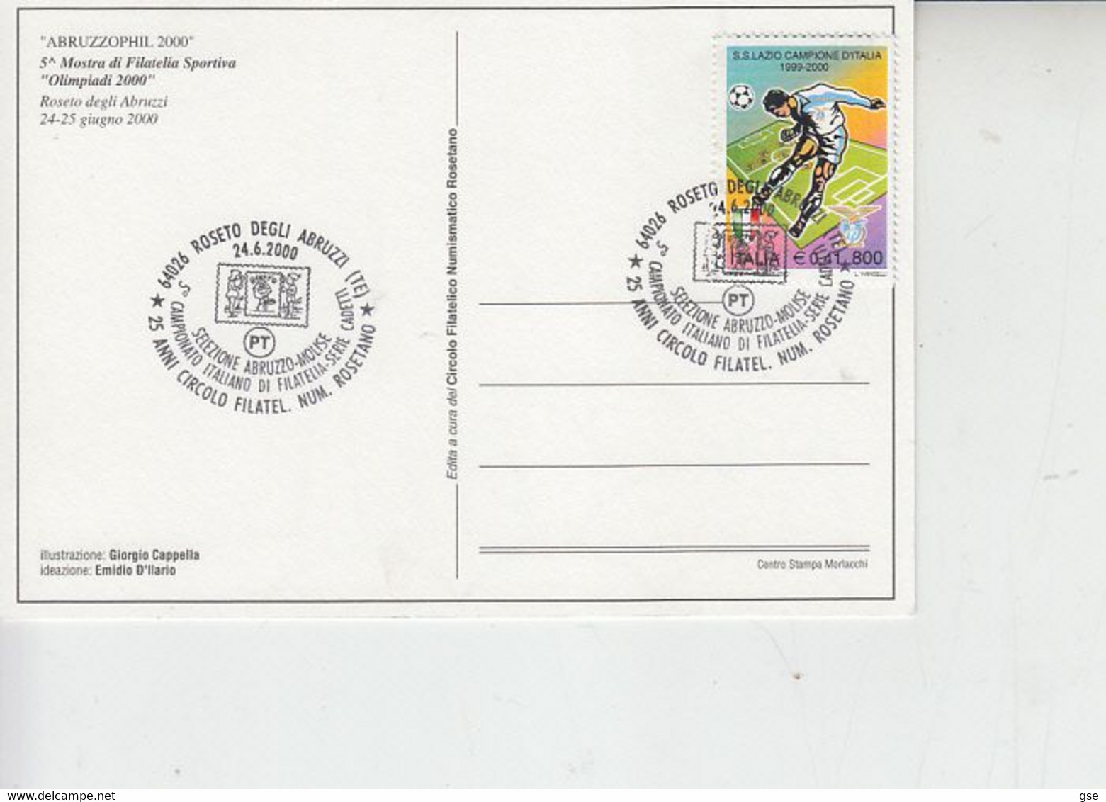 ITALIA 2000 - Annullo Speciale - Roseto - Campionato Filatelia -.- - 1991-00: Storia Postale