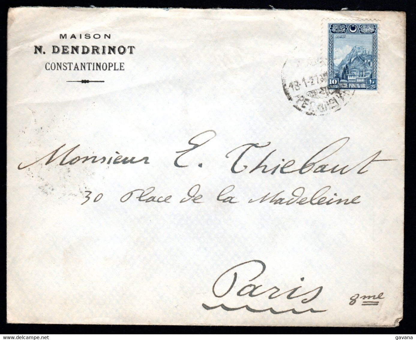 TURQUIE - Lettre De CONSTANTINOPLE Pour Paris 1927 - Briefe U. Dokumente