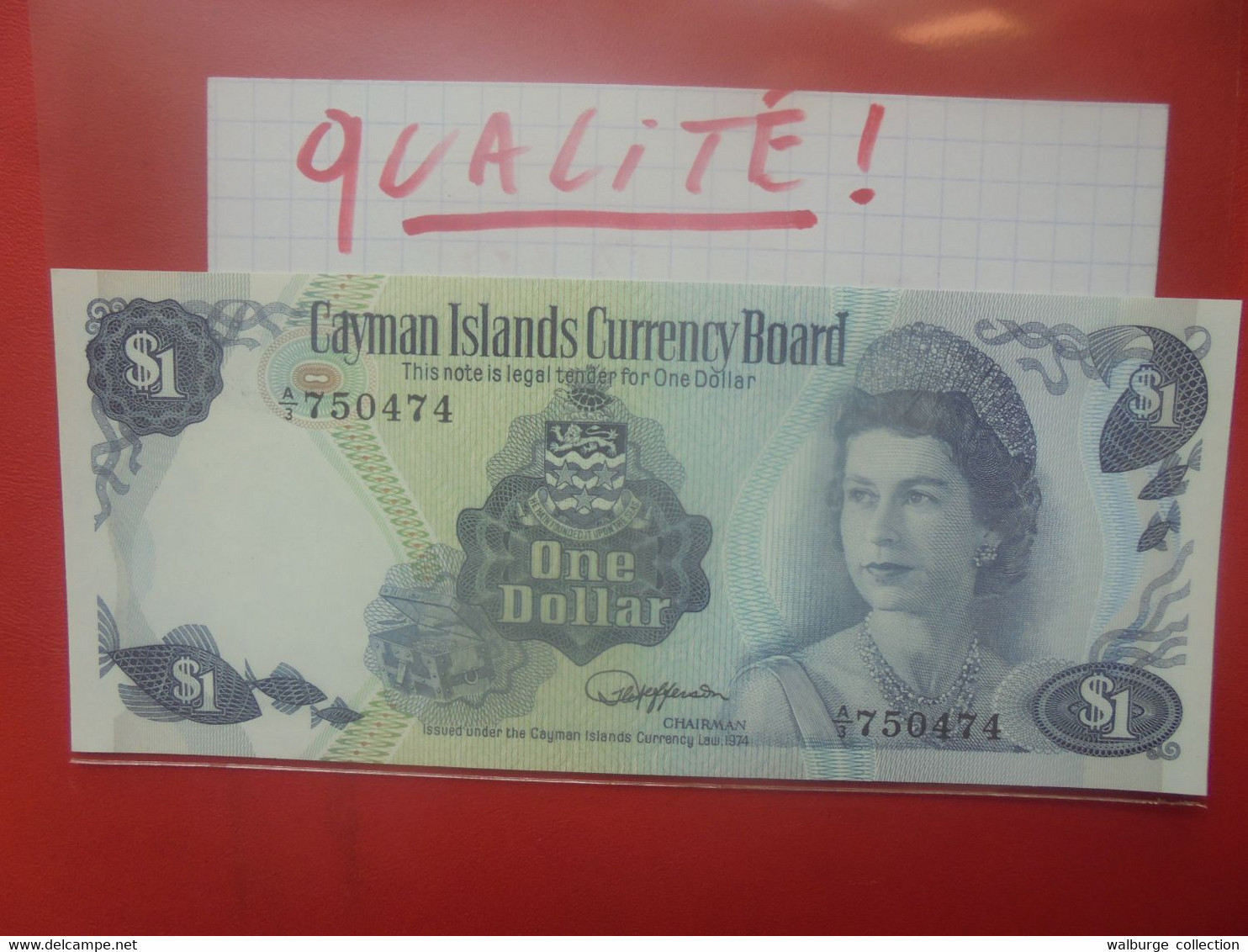 CAYMAN 1$ 1974 Signature "B" PREFIX A/3 Neuf-UNC (B.25) - Kaaimaneilanden