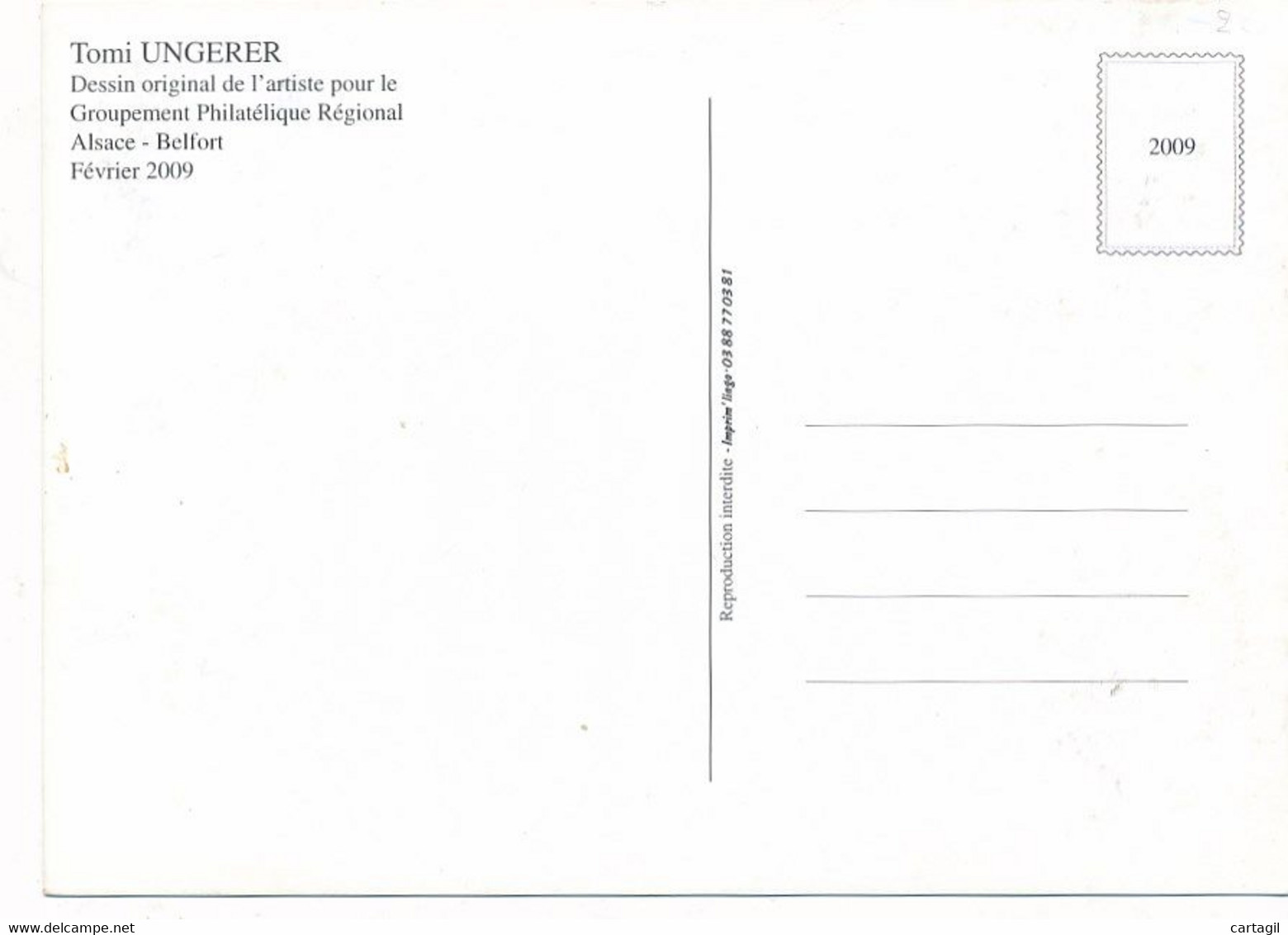 CPM GF ( Philatélie)  23294 Tomi Ungerer - Fête Du Timbre Hoenheim 2009  -Envoi Gratuit - Ungerer