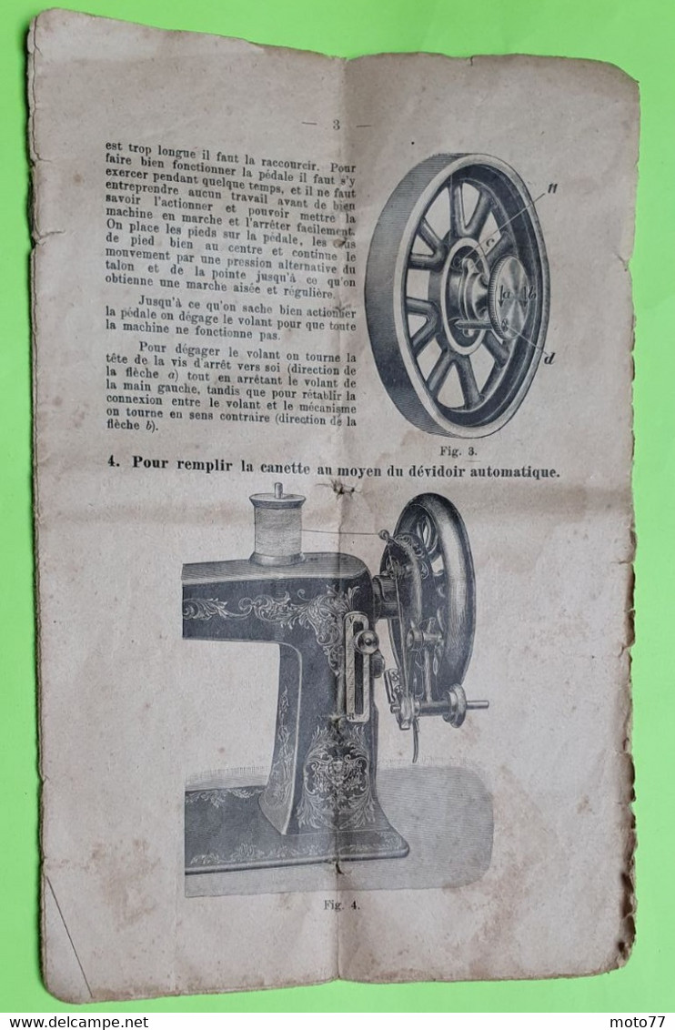 LIVRET Instructions MODE D'EMPLOI - MACHINE à COUDRE - Vers 1900 -Environ 14x122 cm 21 pages