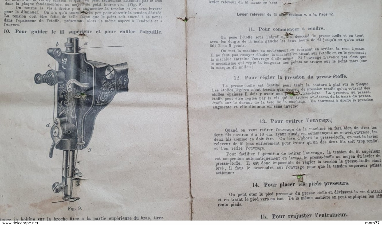 LIVRET Instructions MODE D'EMPLOI - MACHINE à COUDRE - Vers 1900 -Environ 14x122 cm 21 pages