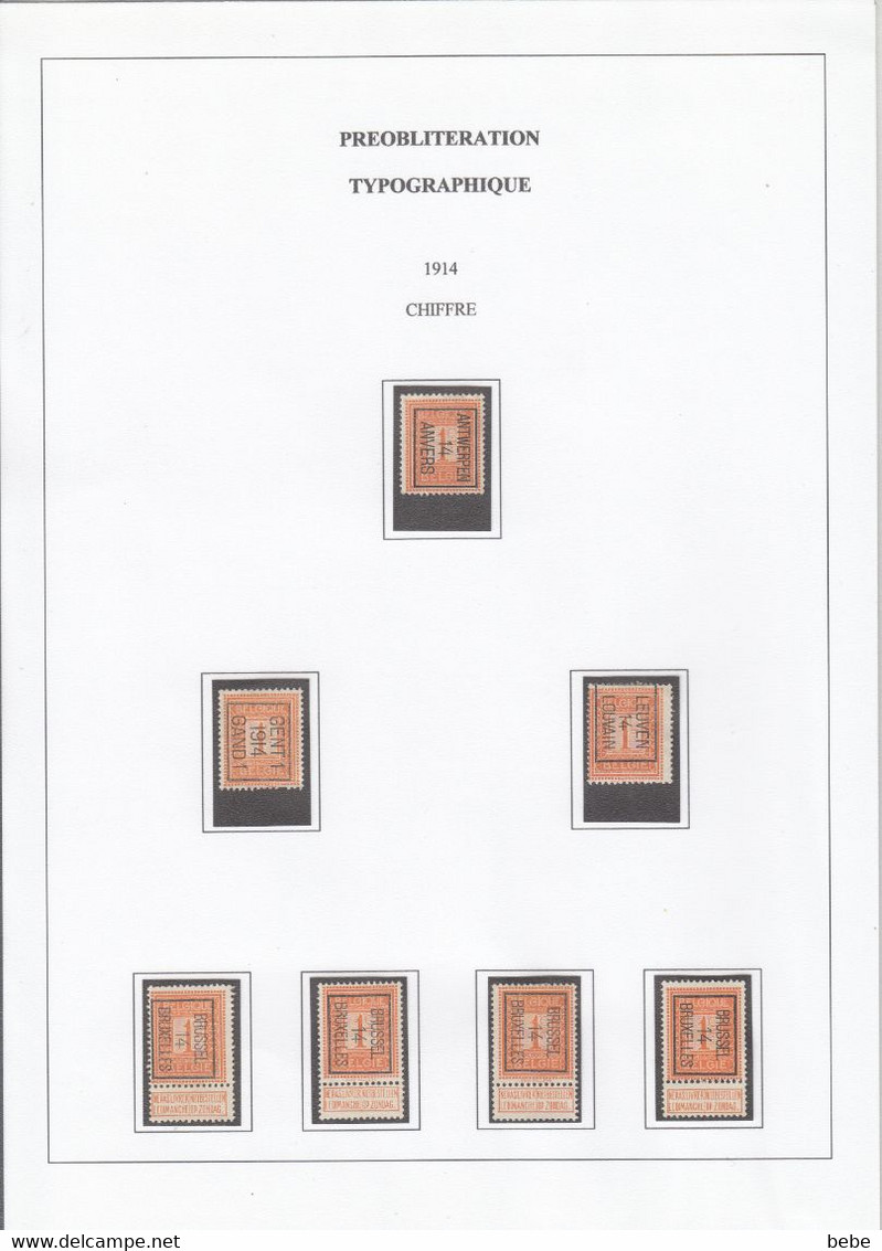 PREOBLITERATIONS TYPOGRAPHIQUES  189 TIMBRES + 5 DOCUMENTS  /  ARMOIRIES + ALBERT 1er + HOUYOUX