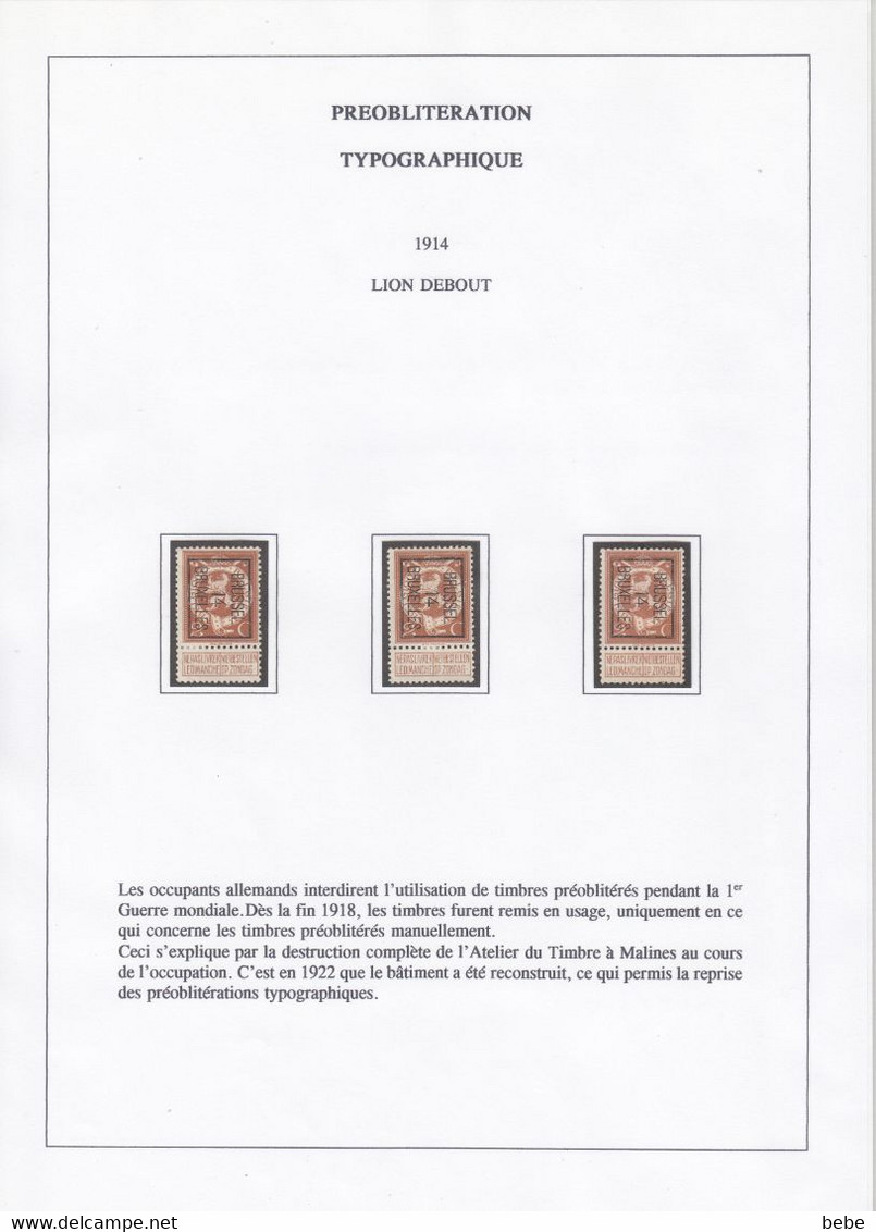 PREOBLITERATIONS TYPOGRAPHIQUES  189 TIMBRES + 5 DOCUMENTS  /  ARMOIRIES + ALBERT 1er + HOUYOUX