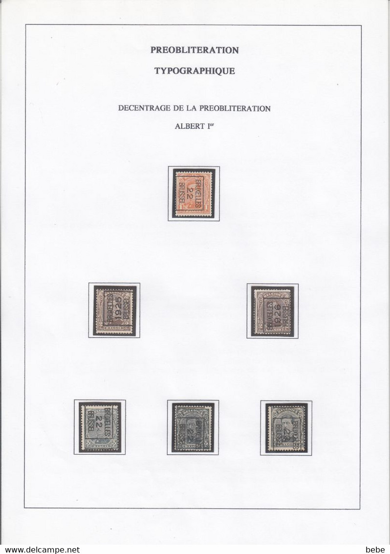 PREOBLITERATIONS TYPOGRAPHIQUES  189 TIMBRES + 5 DOCUMENTS  /  ARMOIRIES + ALBERT 1er + HOUYOUX