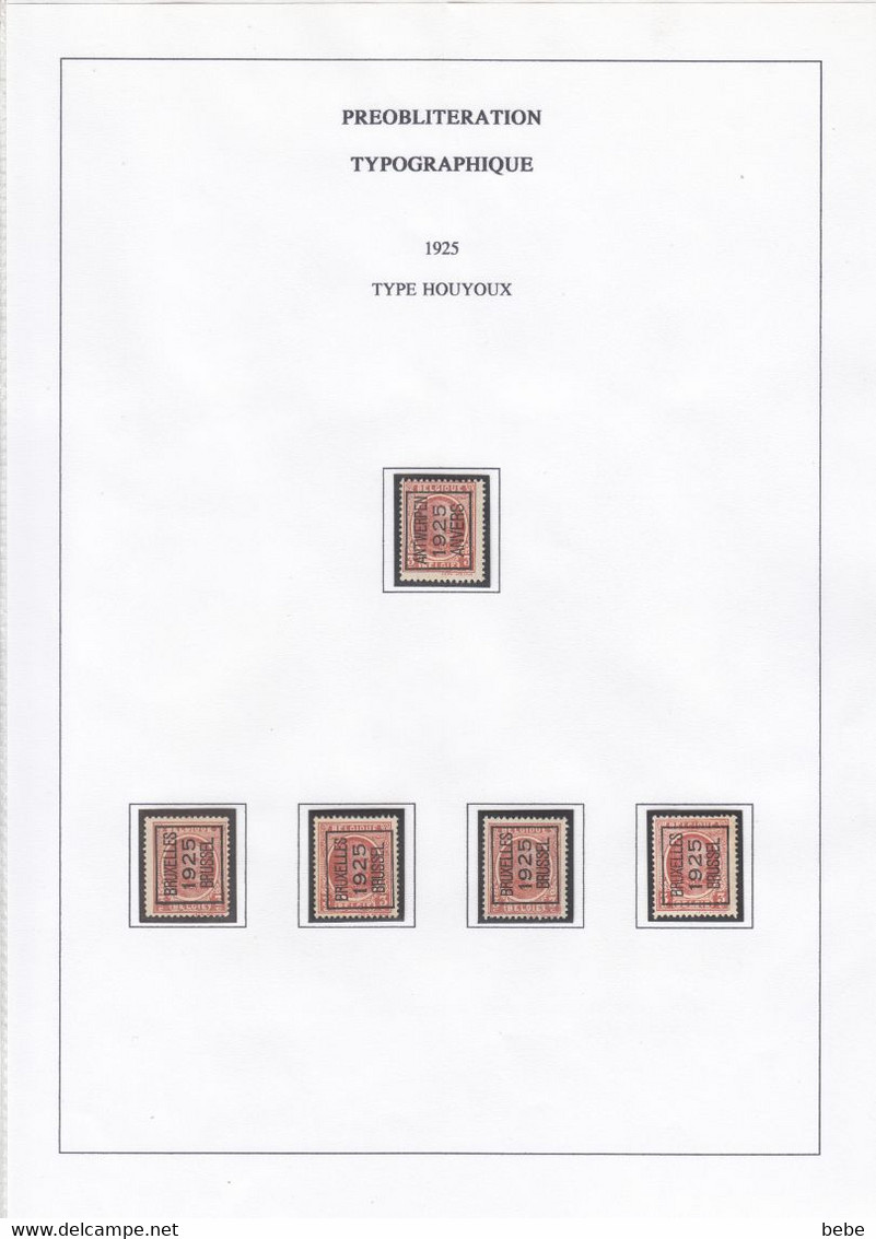 PREOBLITERATIONS TYPOGRAPHIQUES  189 TIMBRES + 5 DOCUMENTS  /  ARMOIRIES + ALBERT 1er + HOUYOUX