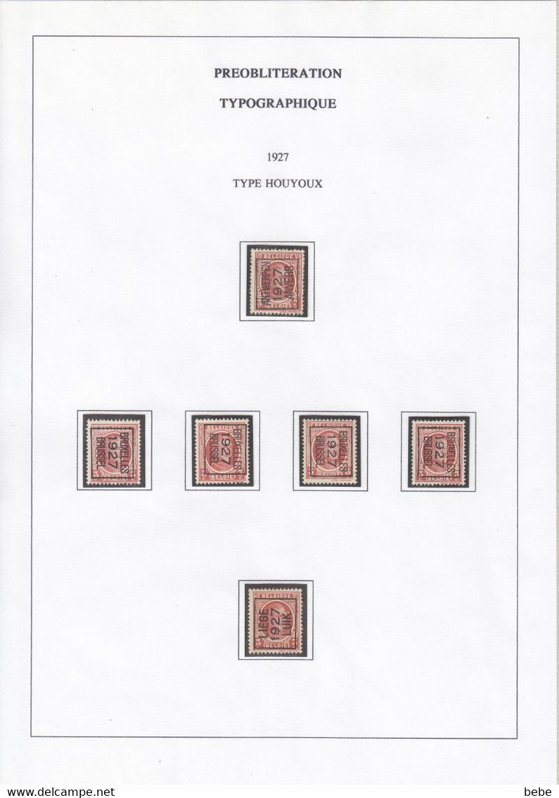 PREOBLITERATIONS TYPOGRAPHIQUES  189 TIMBRES + 5 DOCUMENTS  /  ARMOIRIES + ALBERT 1er + HOUYOUX
