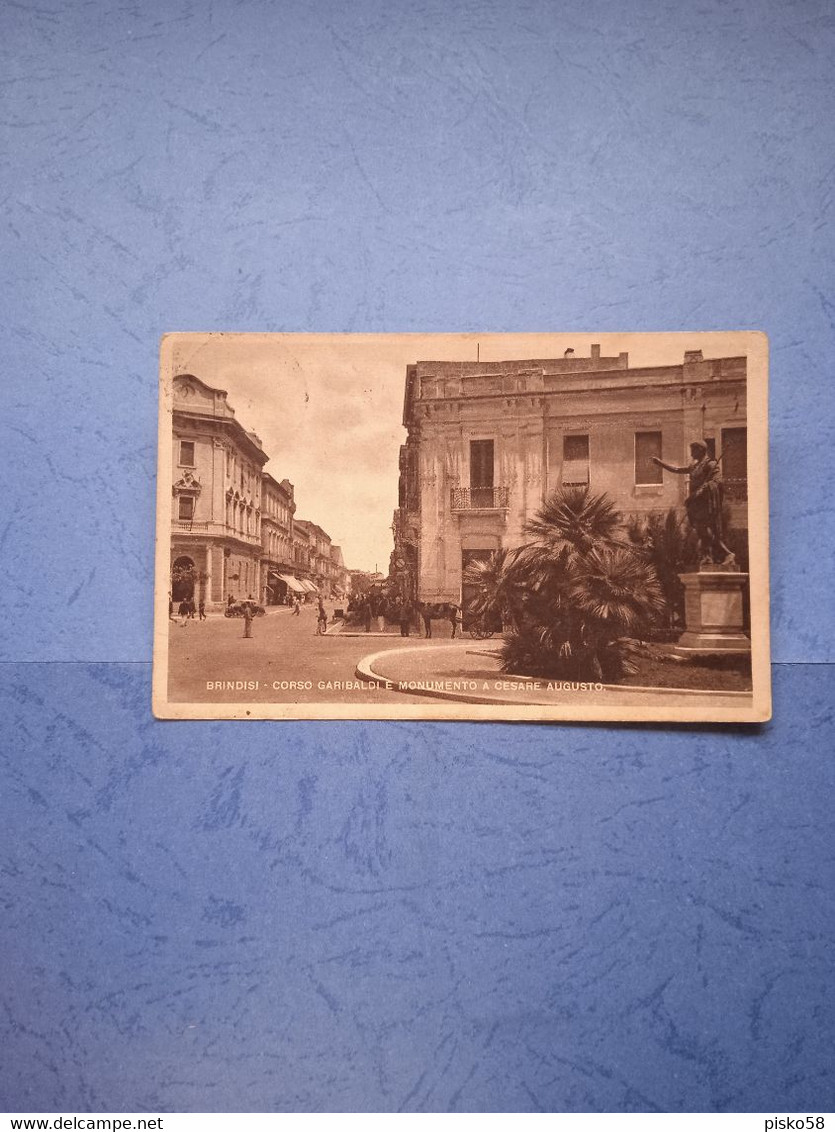Italia-puglia-brindisi-corso Garibaldi E Monumento A Cesare Augusto-fp-1941 - Brindisi