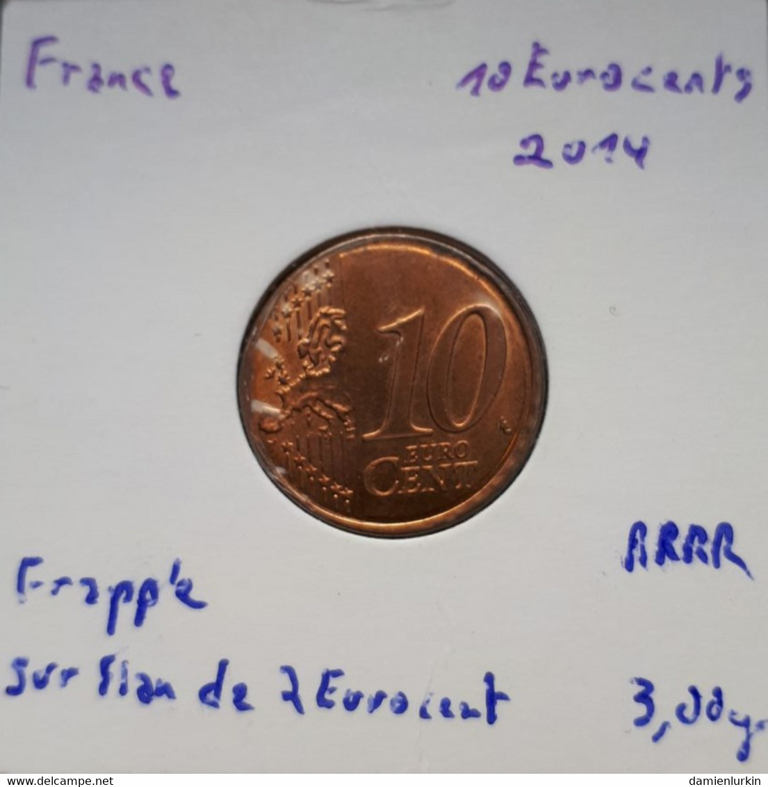 --PROMO 300€-- FRANCE EXCEPTIONNELLE 10 EURO CENT 2014 FRAPPEE SUR FLAN CUIVRE NON METALLIQUE !!!!! --LIRE DESCRIPTIF-- - Errors And Oddities