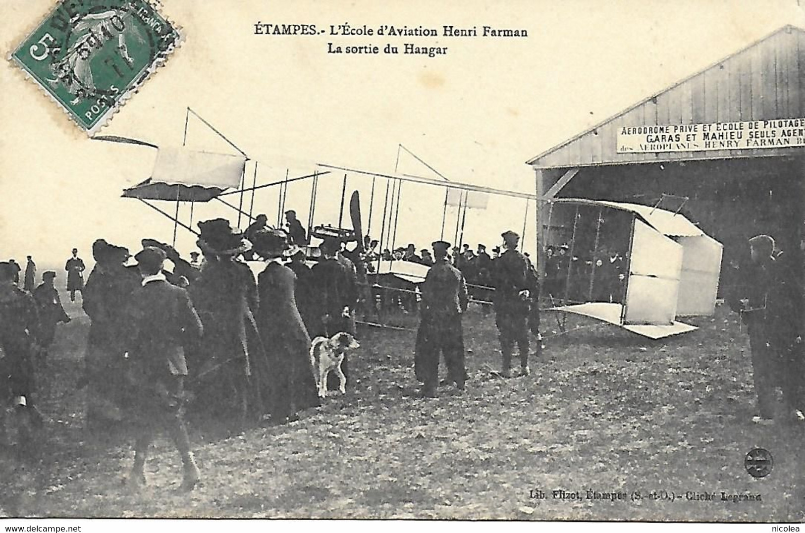 91 - ETAMPES - AERODROME PRIVE ECOLE DE PILOTAGE GARAS ET MAHIEU SEULS AGENTS DES AEROPLANES HENRI FARMAN 1911 - Vliegvelden