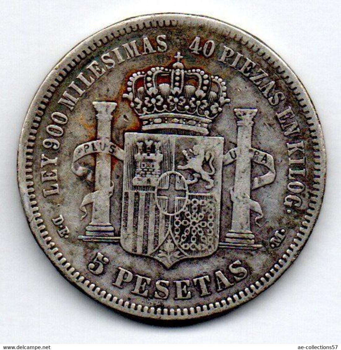 5 Pesetas 1871 ( 74)  DE-M  -  état  TB+ - Premières Frappes