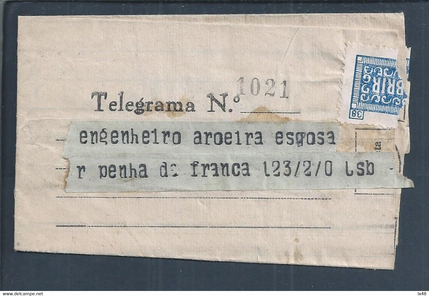 Telegrama Com Marca De Beja E Obliteração Dos 'Telegrafos Lisboa 1940'. Telegram With Beja's Stamp And Obliteration Of ' - Storia Postale