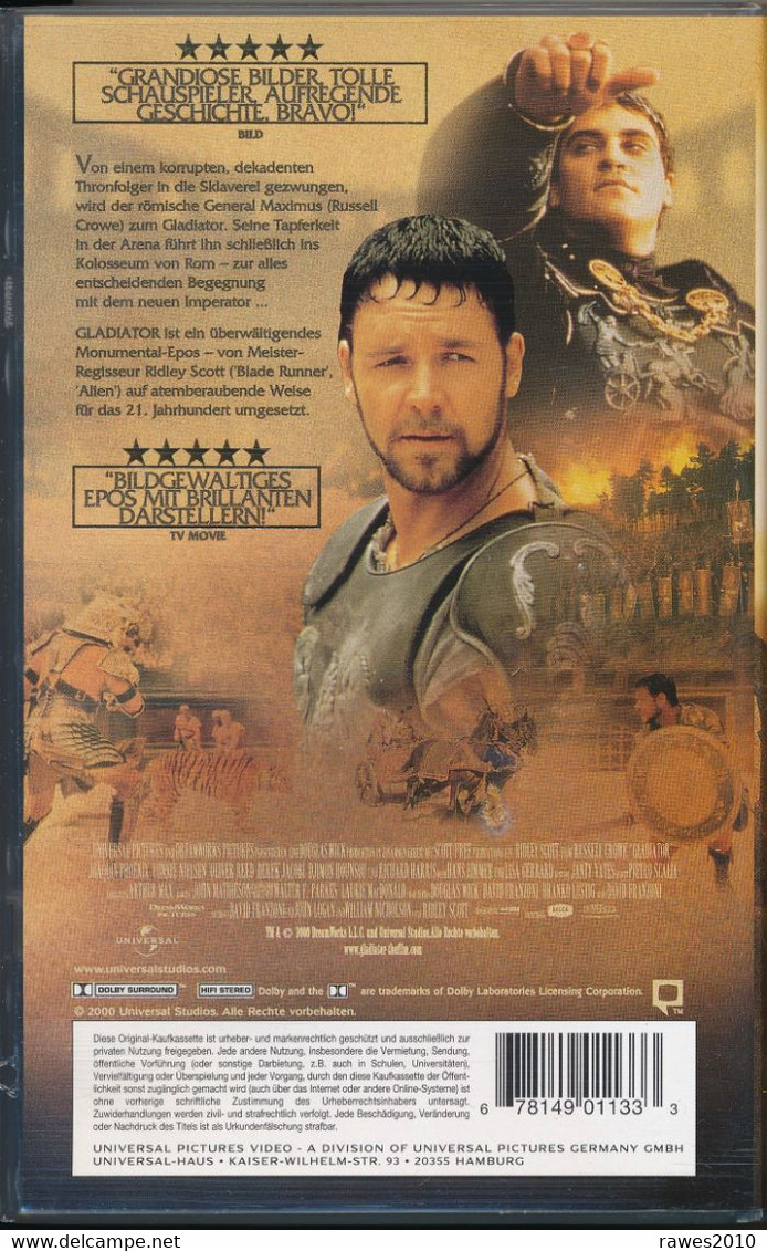 Video: Der Gladiator, Der Ein Imperium Herausforderte Mit Russel Crowe Kassette 2000 - Action, Aventure