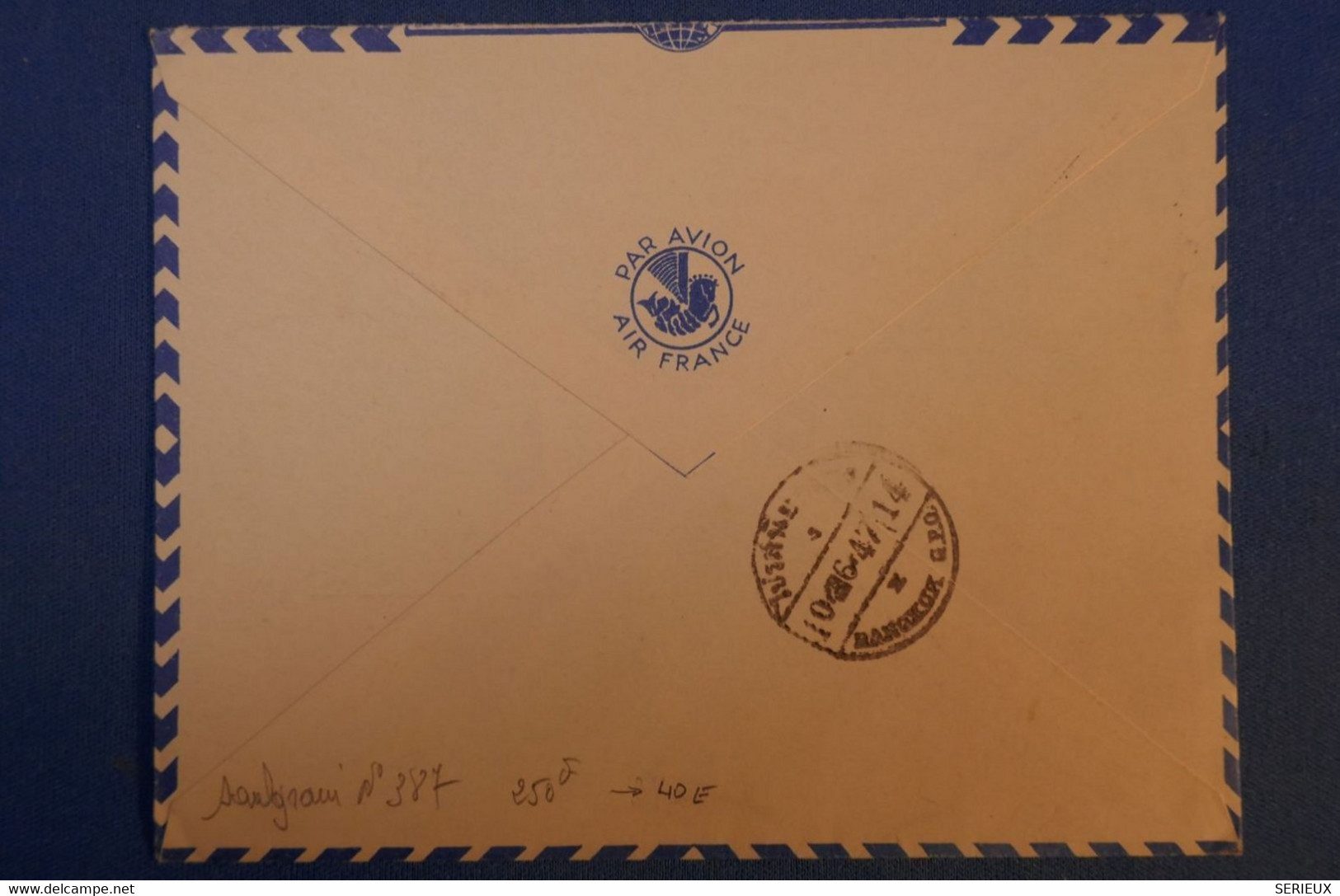 F3 INDOCHINE BELLE LETTRE 1947 SAIGON POUR BANGKOK OUVERTURE LIGNE AERIENNE + AFFRANCHISSEMENT PLAISANT - Storia Postale