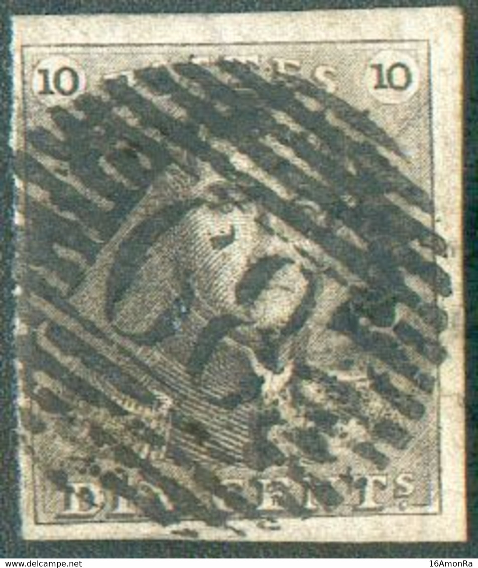 N°1 - Epaulette 10 Centimes Brun, Belles Grandes Marges, Obl. P.68 LE FAYT Centrale. - 18799 - 1849 Epaulettes