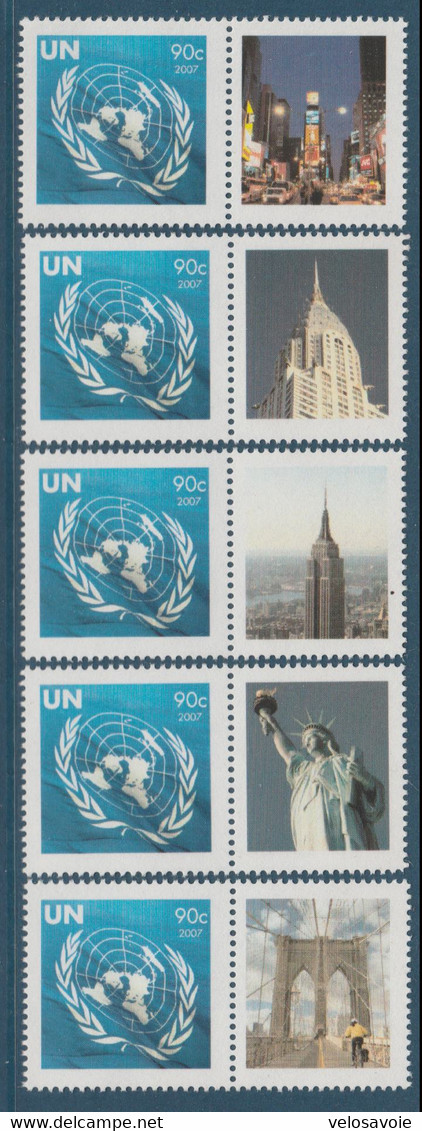 NATIONS UNIES NEW-YORK N° 1053 X 5 AVEC DIFFERENTES VIGNETTES ** - Neufs