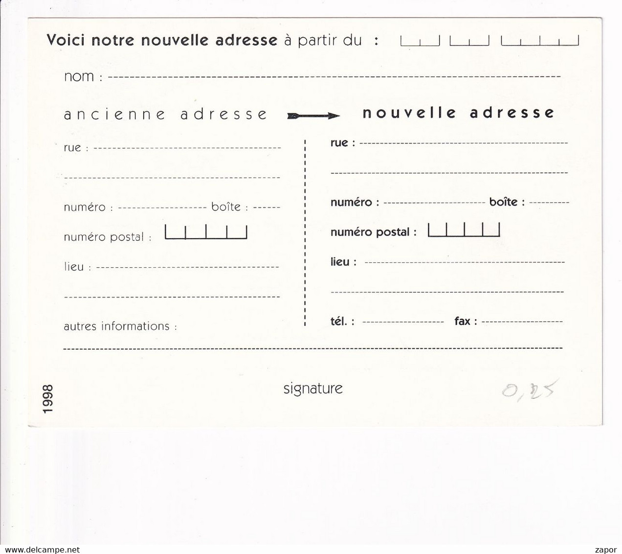 Postkaart Voor Adreswijziging - Albert II - Avviso Cambiamento Indirizzo