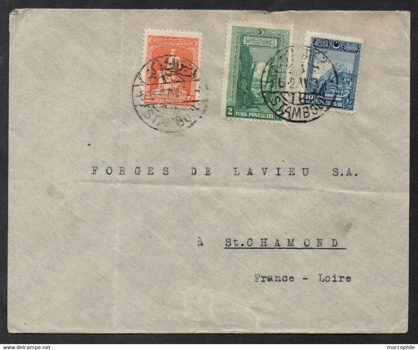 TURQUIE - ISTAMBOUL / 1927 AFFRANCHISSEMENT TRICOLORE SUR LETTRE POUR LA FRANCE (ref 7644) - Lettres & Documents