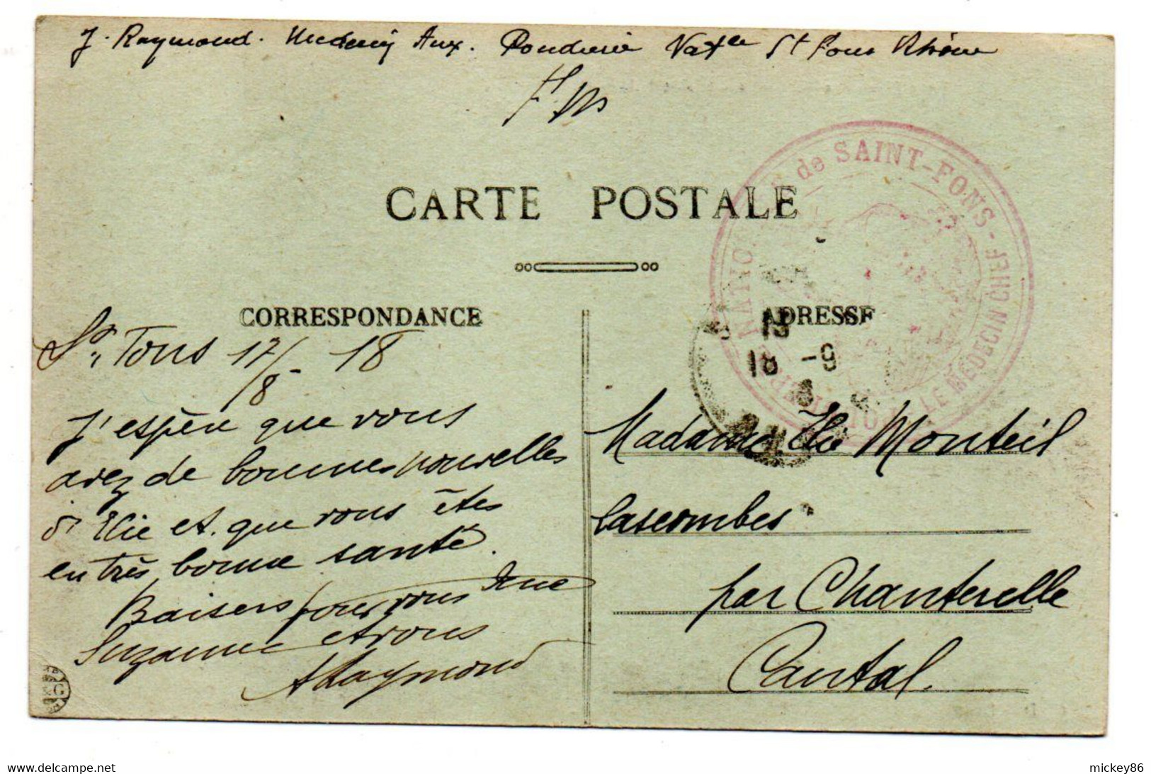 LYON  1 --1918--Place Des Terreaux-Hôtel De Ville  ( Tramway).....cachet Militaire....à Saisir - Lyon 1