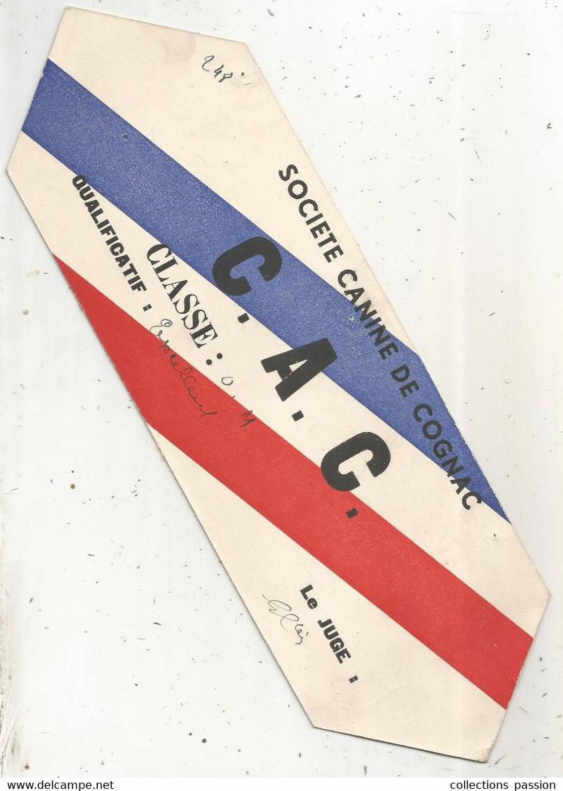 Plaque En Carton , SOCIETE CANINE DE COGNAC , C.A.C., 1937, Excellent, Hiako,  2 Scans , Frais Fr 2.35 E - Pappschilder
