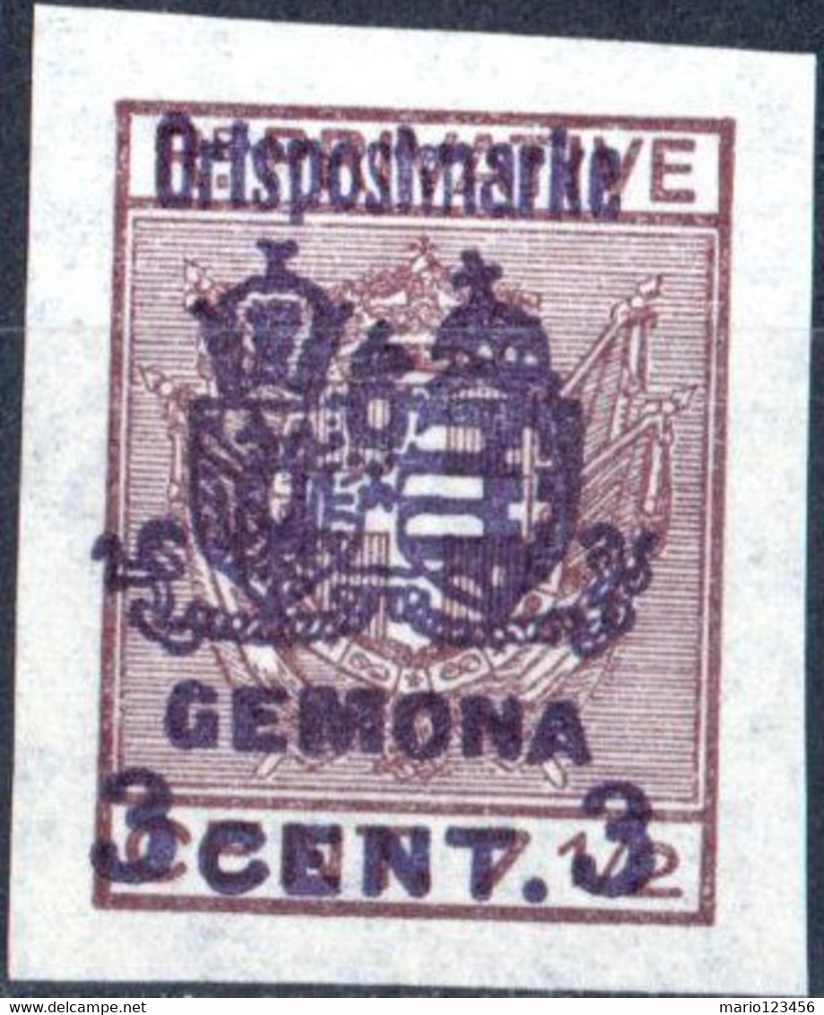 ITALIA, ITALY, OCCUPAZIONE AUSTRIACA, STEMMI, COAT OF ARMS, 1918, 3 C., NUOVO (MLH*) Mi: AT-AH IT-ORI IIIe, Sassone: 18 - Occ. Autrichienne