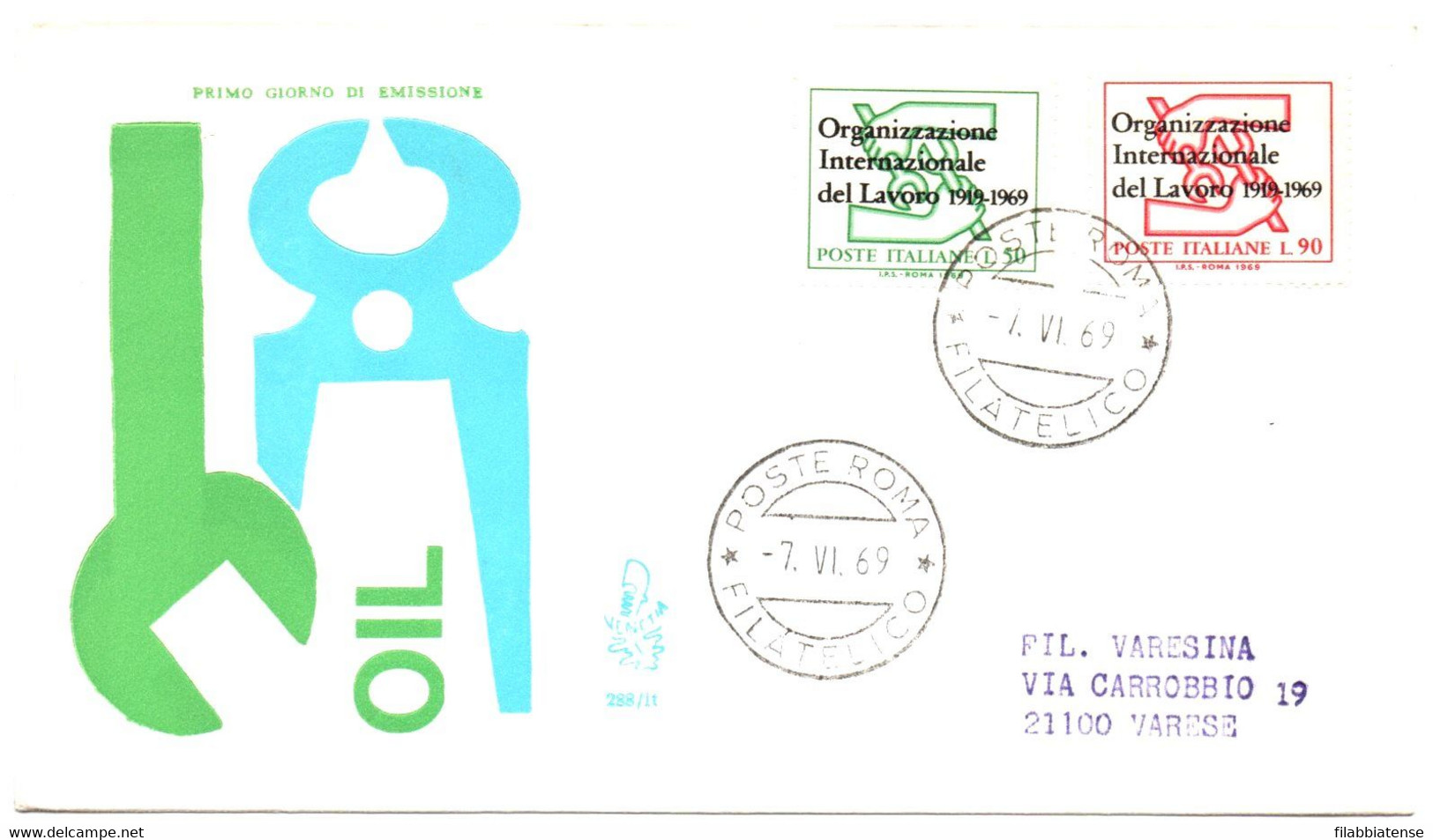 1969 - Italia 1112/13 Organizzazione Internazionale Del Lavoro       FDC - OIT