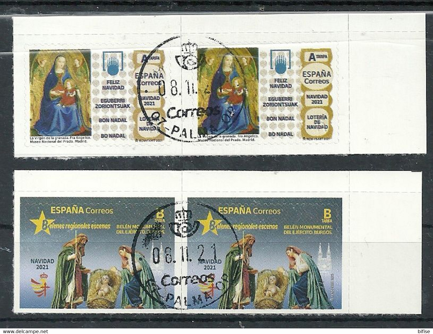 ESPAÑA 2021 - Navidad - Lotería Nacional Y Belenes Regionales (Adhesivos) - Used Stamps