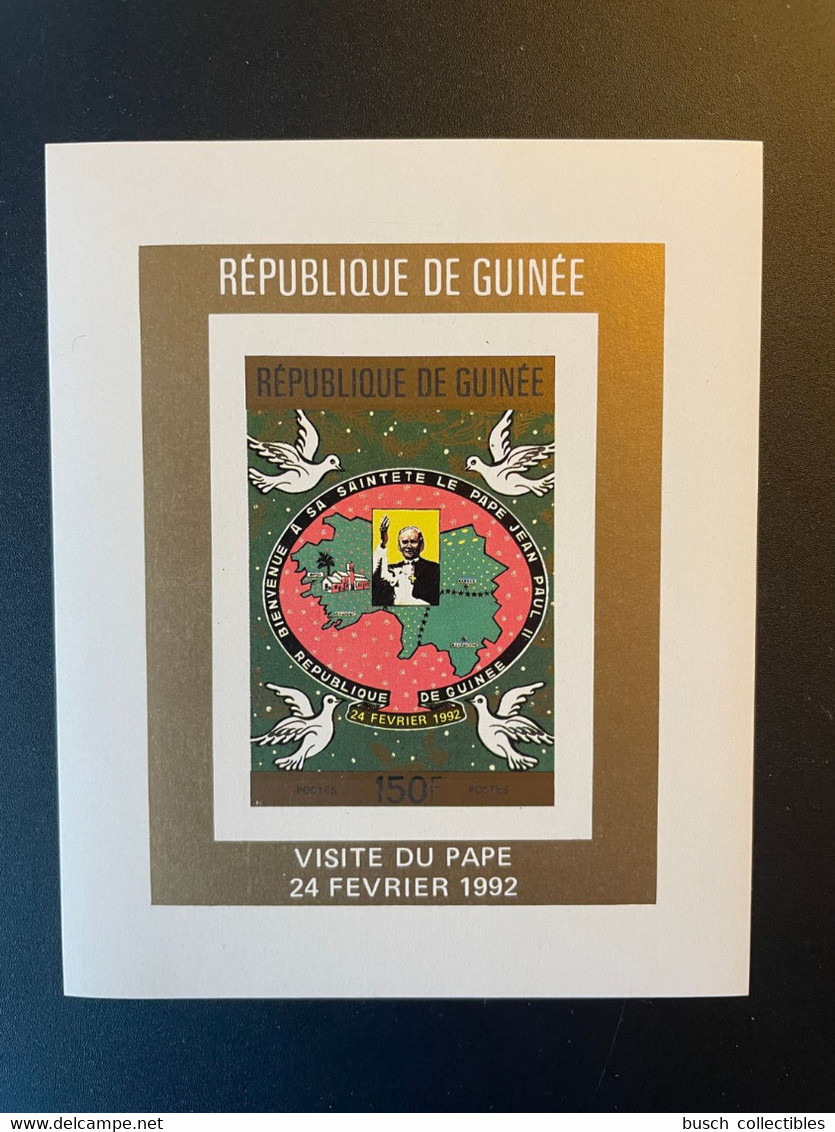 Guinée Guinea De Luxe Block 1992 Mi. 1366 Visite Visit Pape Pope John Paul II Jean Johannes Dove Oiseau Bird Vogel - República De Guinea (1958-...)
