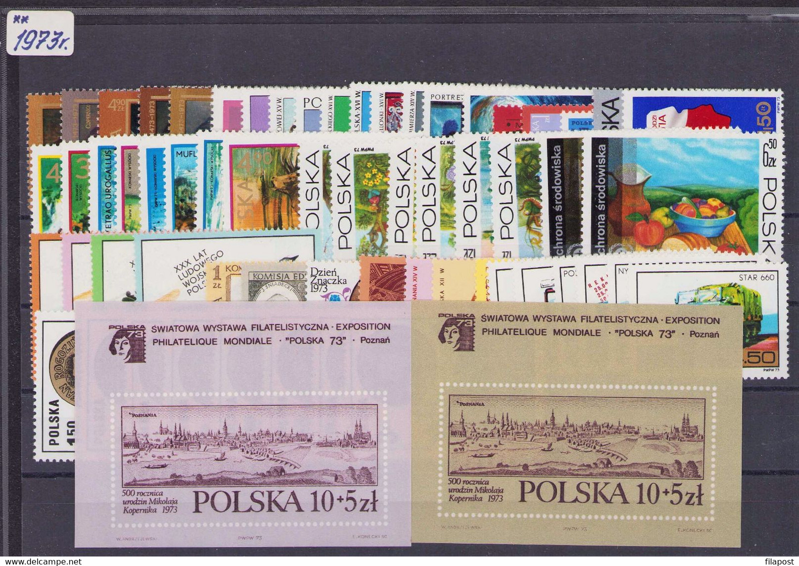 POLAND 1973 Full Year / Cars, Environment, Motorcycle, Space, Copernicus, Lenin MNH** - Volledige Jaargang