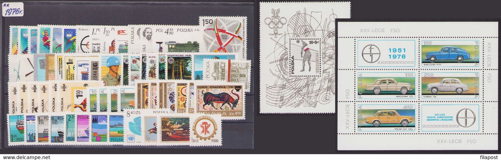 Poland 1976 Full Year / Car Factory In Warsaw, Fiat, Syrena / Sport, Volleyball, Olympics, Transport MNH** - Années Complètes
