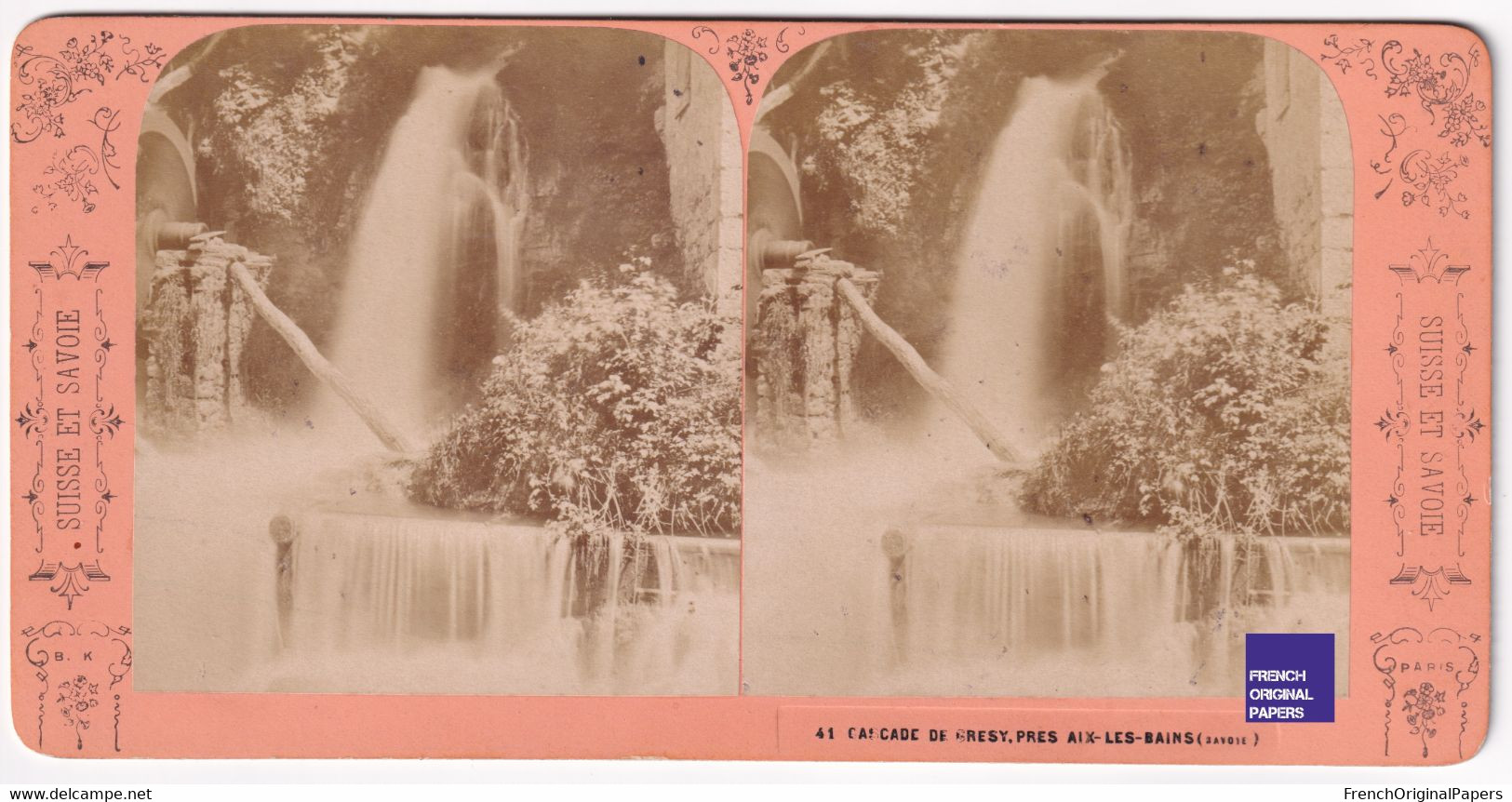 Cascade De Grésy Près Aix Les Bains - Photo Stéréoscopique 17,6x8,8cm Vers 1890 - Gorges Du Sierroz Alpes Savoie C5-29 - Photos Stéréoscopiques