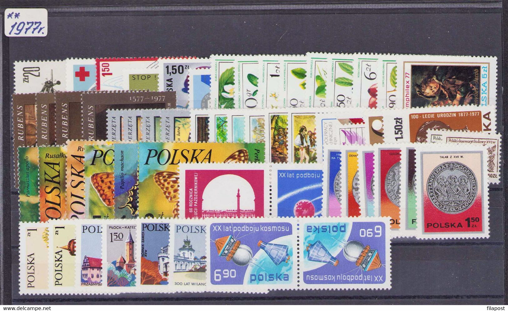 POLAND 1977 Full Year / Aircraft, Aviation, Airplane, Space, Art, Rubens, Plants, Butterflies, Butterfly, Insects MNH** - Années Complètes