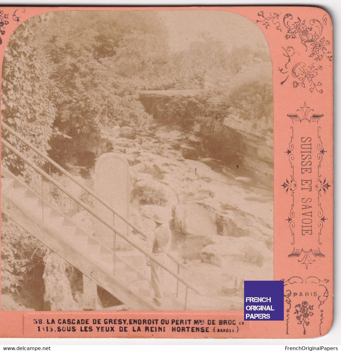 Cascade De Grésy Près Aix Les Bains - Photo Stéréoscopique 17,6x8,8cm Vers 1890 - Reine Hortense Mme De Broc C5-30 - Photos Stéréoscopiques