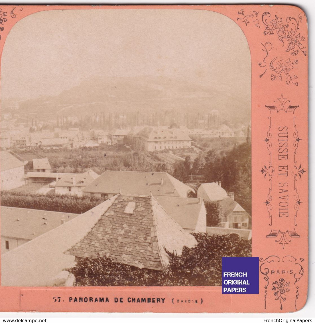 Panorama De Chambéry - Photo Stéréoscopique 17,6x8,8cm Vers 1890 - Alpes Savoie Photographie B.K. Paris C5-30 - Stereoscopio