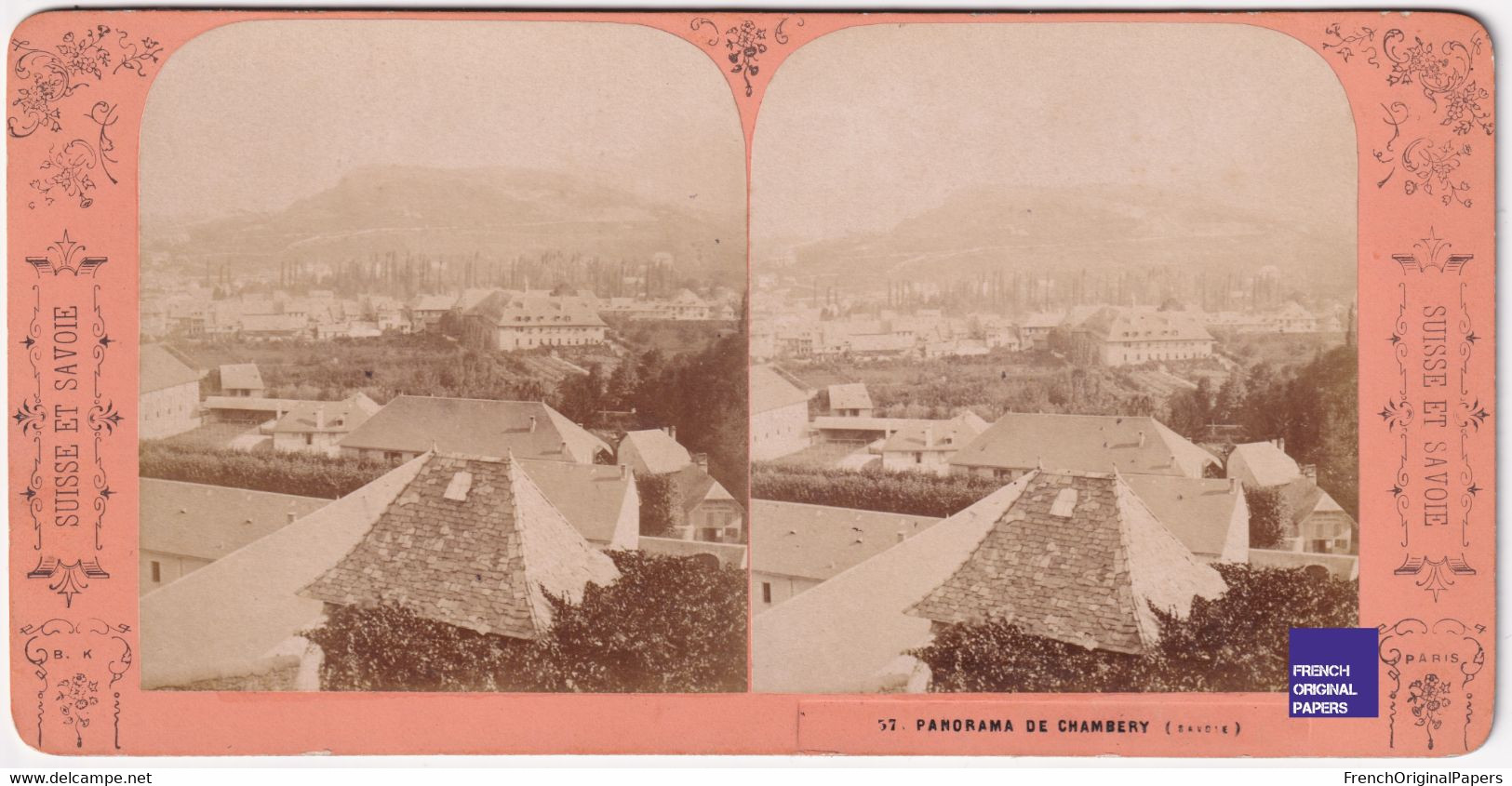 Panorama De Chambéry - Photo Stéréoscopique 17,6x8,8cm Vers 1890 - Alpes Savoie Photographie B.K. Paris C5-30 - Photos Stéréoscopiques