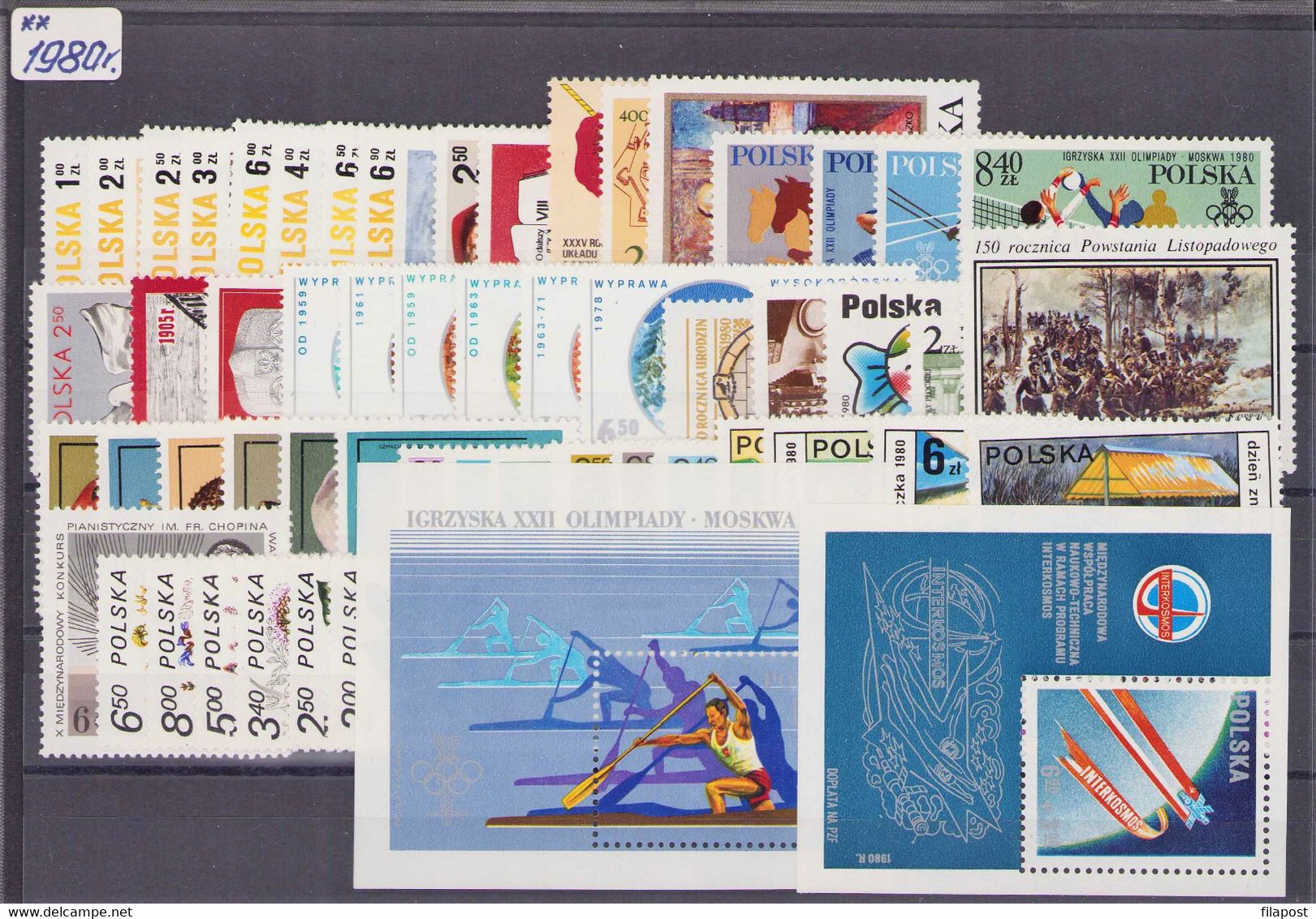 POLAND 1980 Fyll Year / Olympics Moscow, Medicinal Plants, Herbs, Cars, Rowing, Ships, Mushrooms, Horses, Space MNH** - Años Completos