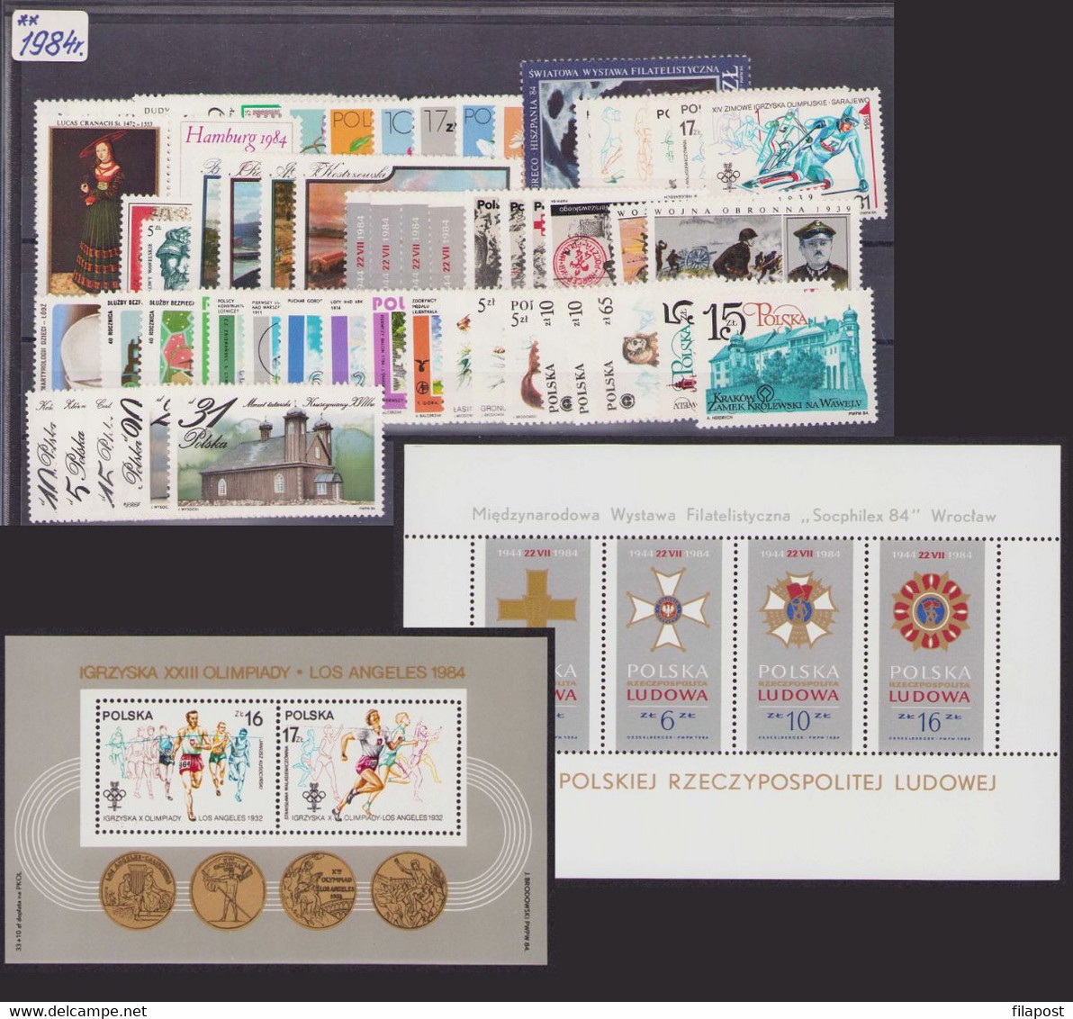 Poland 1984 Full Year / Socphilex Wroclaw, Militaria, Warsaw Uprising, Invasion Of Poland, Vistula River, Olympics MNH** - Años Completos