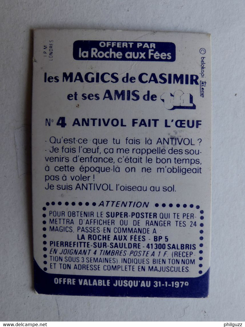 RARE IMAGE HOLOGRAPHIQUE LA ROCHE AUX FEES CASIMIR N° 4 ANTIVOL FAIT L'OEUF 1ère Série 1979 - Sammelbilder