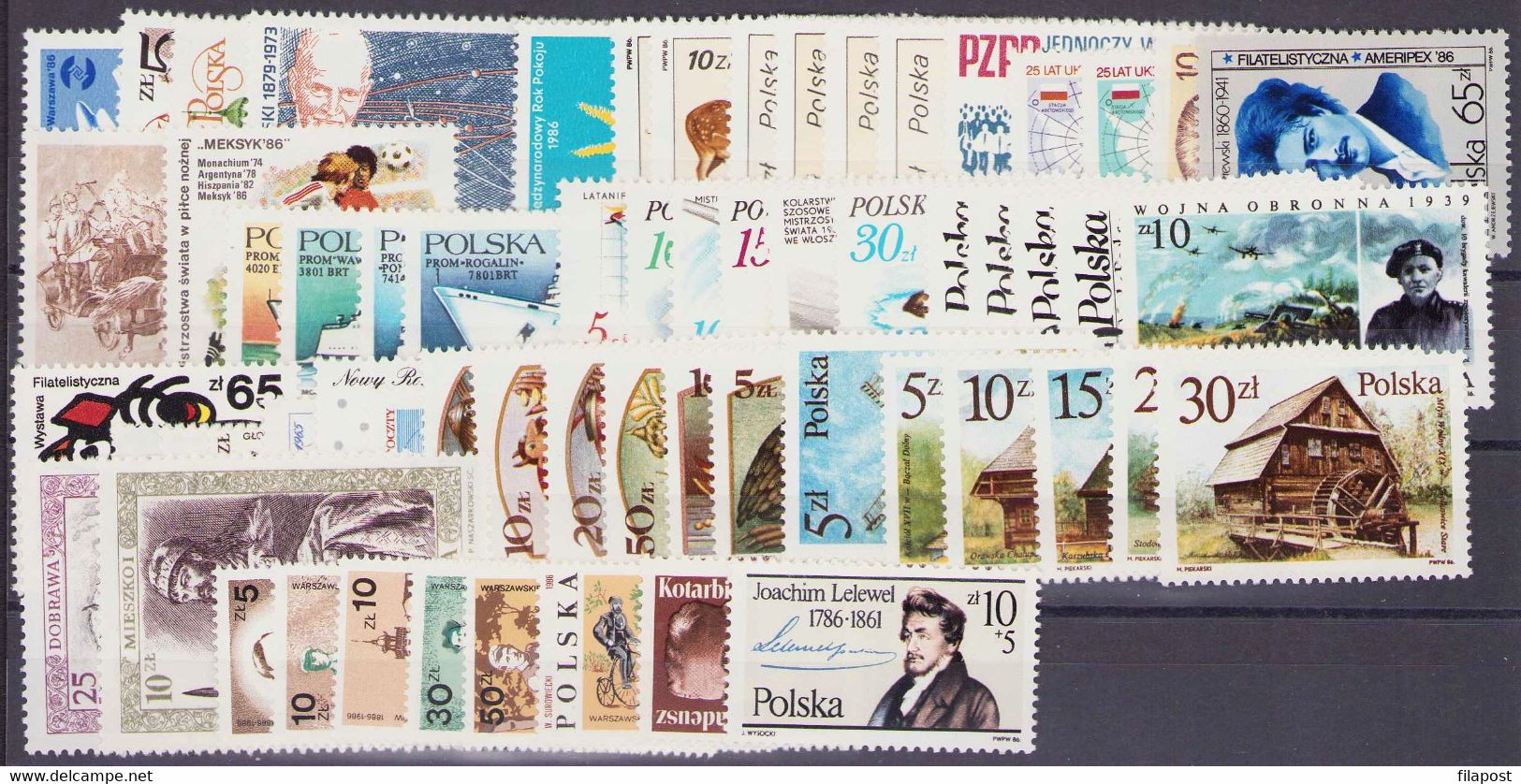 Poland 1986 Full Year / Polsteam, Cargo Ship, Ferry, Transport, FIFA, Birds Wild Game, Invasion, Cycling MNH** - Années Complètes