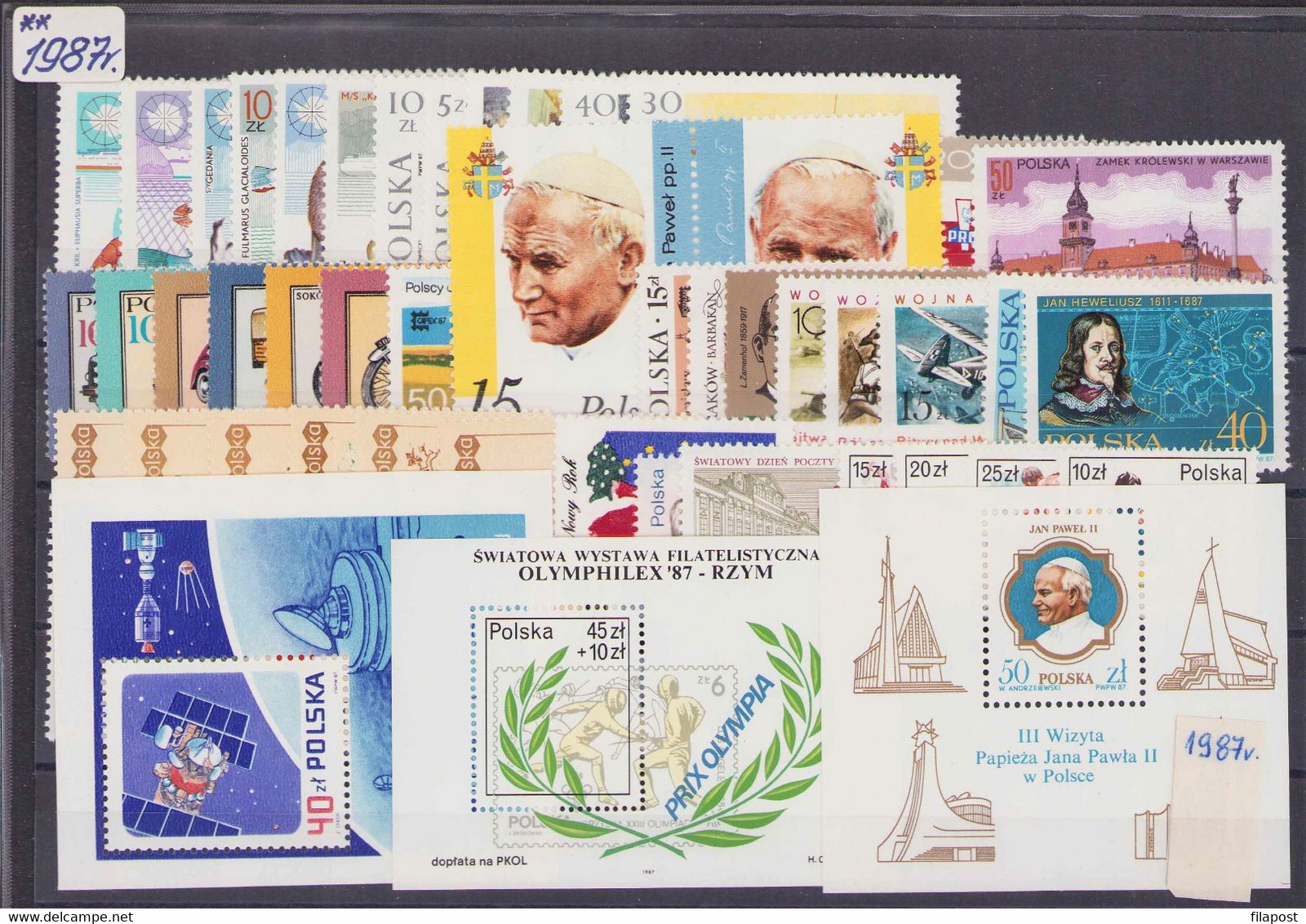 Poland 1987 Full Year / Invasion, World War II, Pope John Paul II, Hafnia, Space, Olymphilex, Bees  W/o Bl. 88 MNH** - Années Complètes