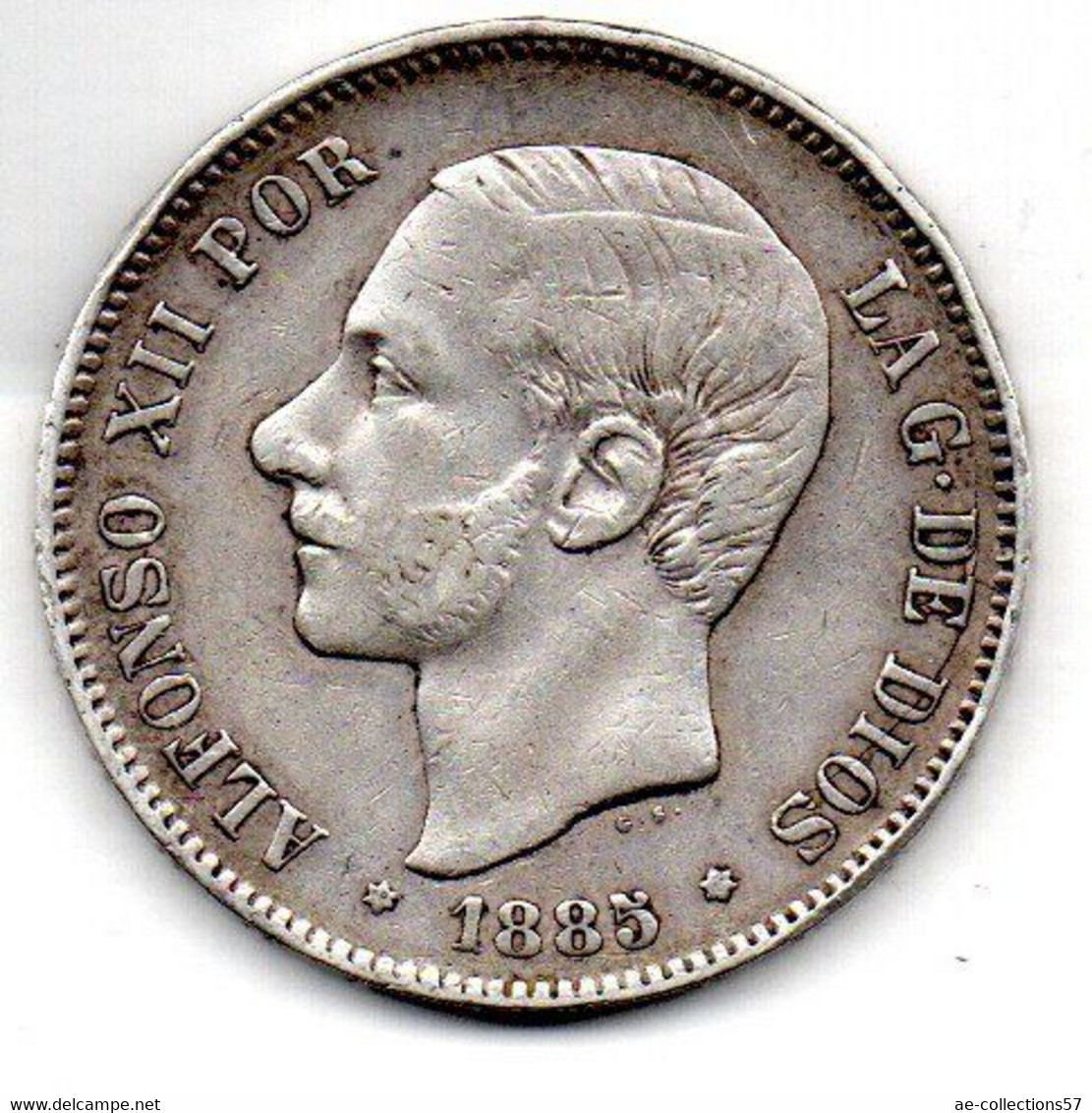 5 Pesetas 1885 -  état  TTB - First Minting