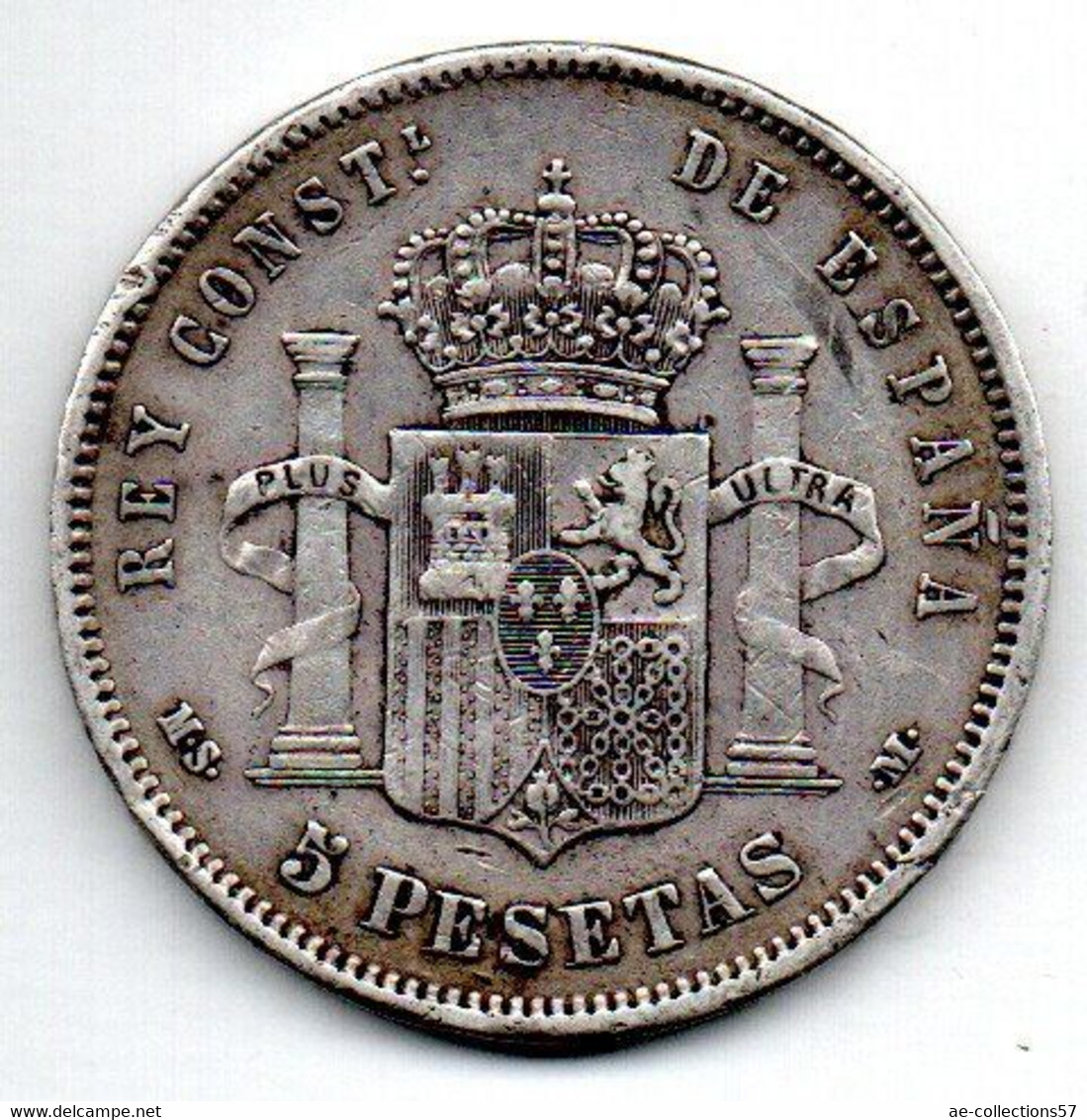 5 Pesetas 1885 -  état  TTB - Eerste Muntslagen