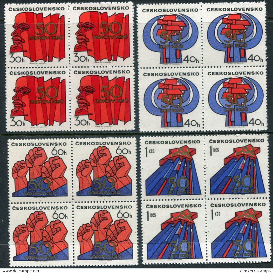 CZECHOSLOVAKIA 1971 Communist Part Anniversary Blocks Of 4 MNH / **  Michel 2004-07 - Neufs