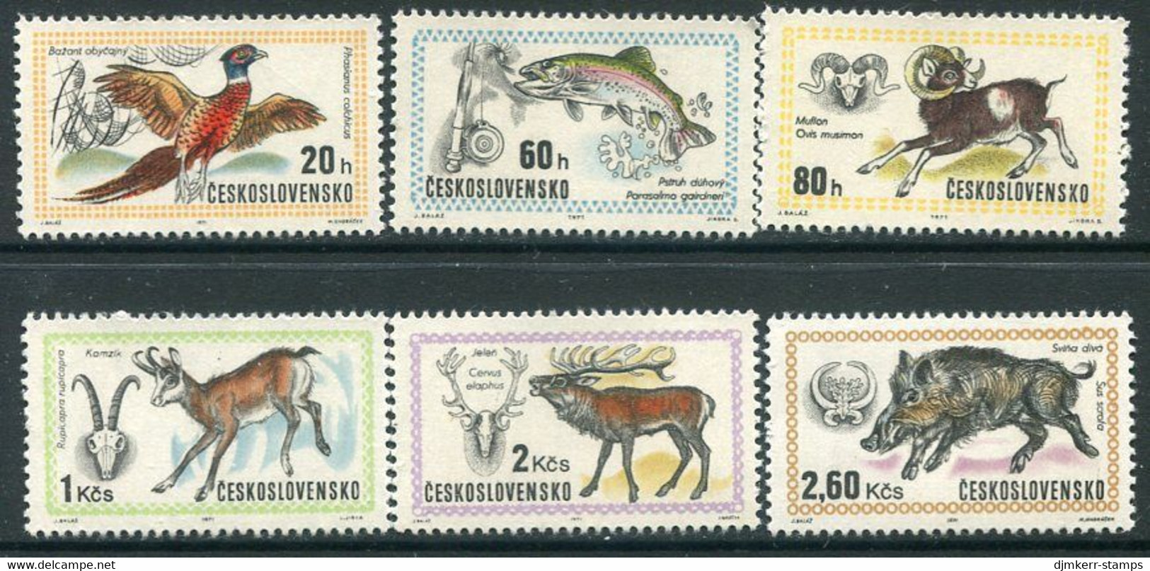 CZECHOSLOVAKIA 1971 Hunting Exhibition MNH / **  Michel 2014-19 - Unused Stamps