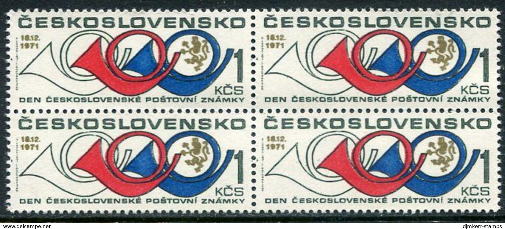 CZECHOSLOVAKIA 1971 Stamp Day Block F 4 MNH / **  Michel 2049 - Unused Stamps